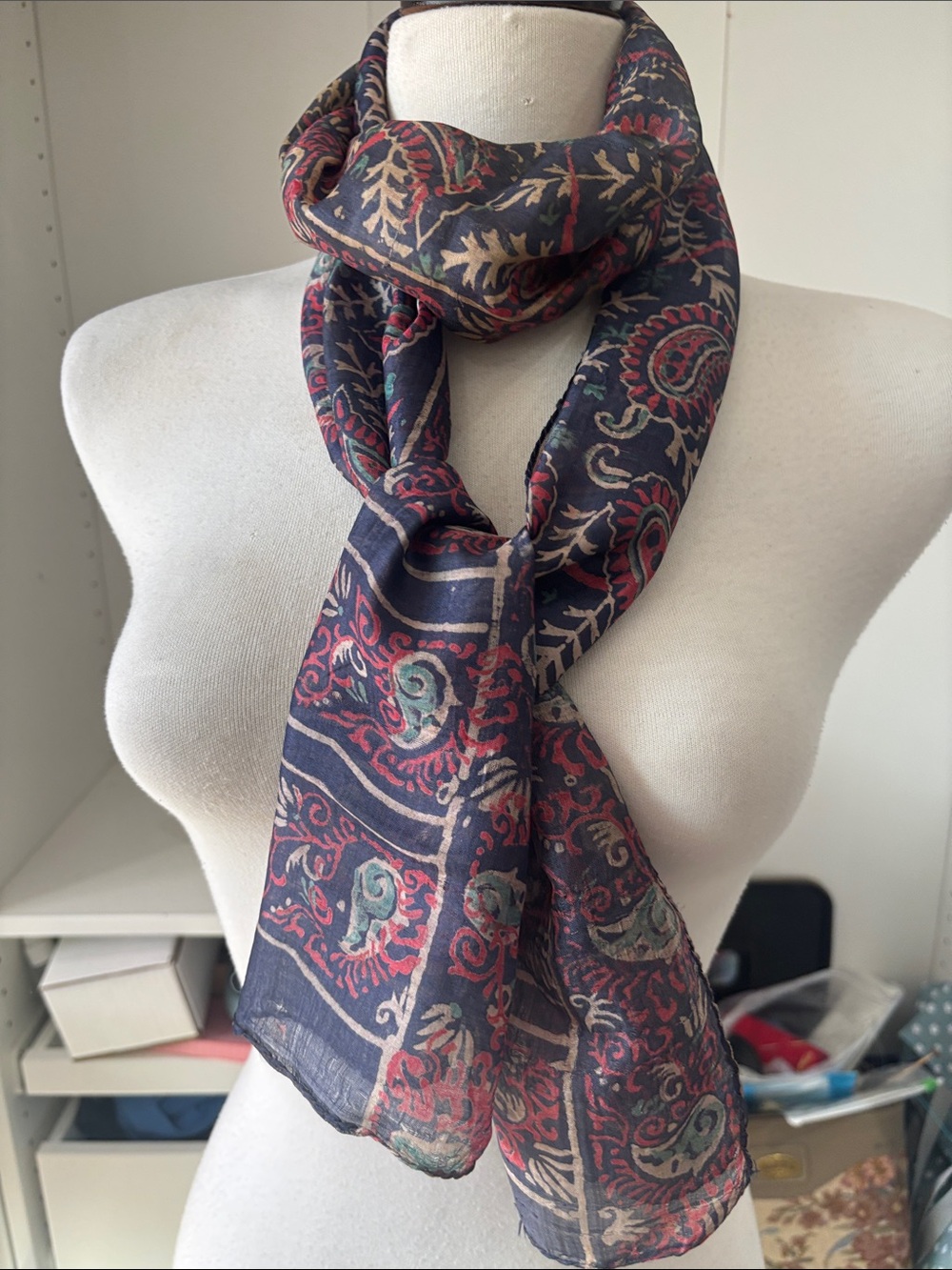 Sheer Paisley Neck Scarf  100% pure silk  made in India